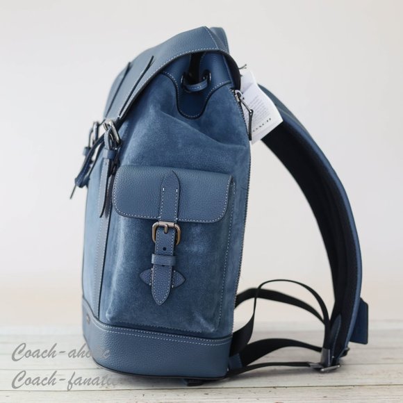 NWT Coach CL955 Hudson Backpack in Suede and Natural Pebble Leather - Picture 4 of 10